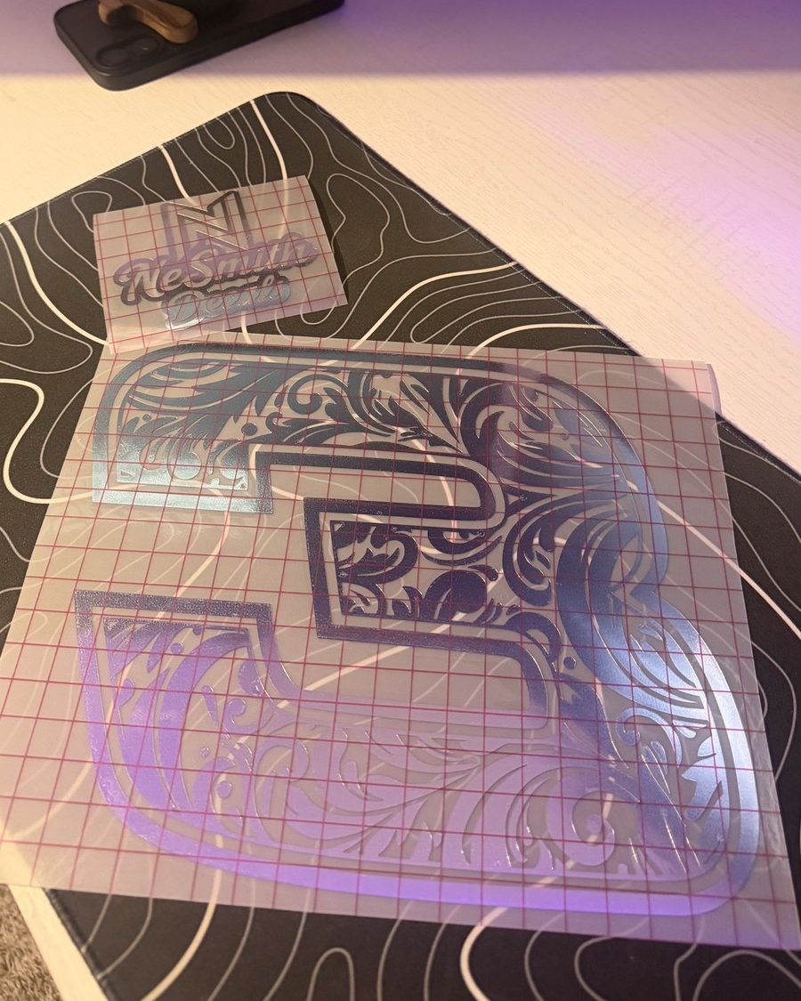Tooled #3 decal in chrome, on transfer tape